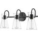 Camellia 3 Light 22 inch Matte Black Bathroom Vanity Light Wall Light